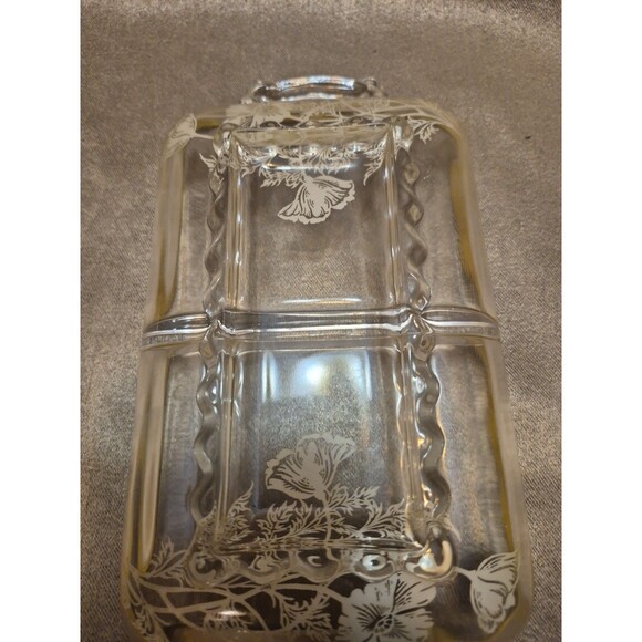 Viking Glass Princess Poppy Sterling Overlay 2 Part Divided Dish Silver City - Picture 10 of 13